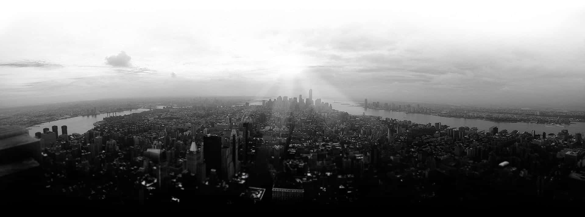 Black And White City, cityscape, skyscrapers, Full HD Desktop Wallpaper