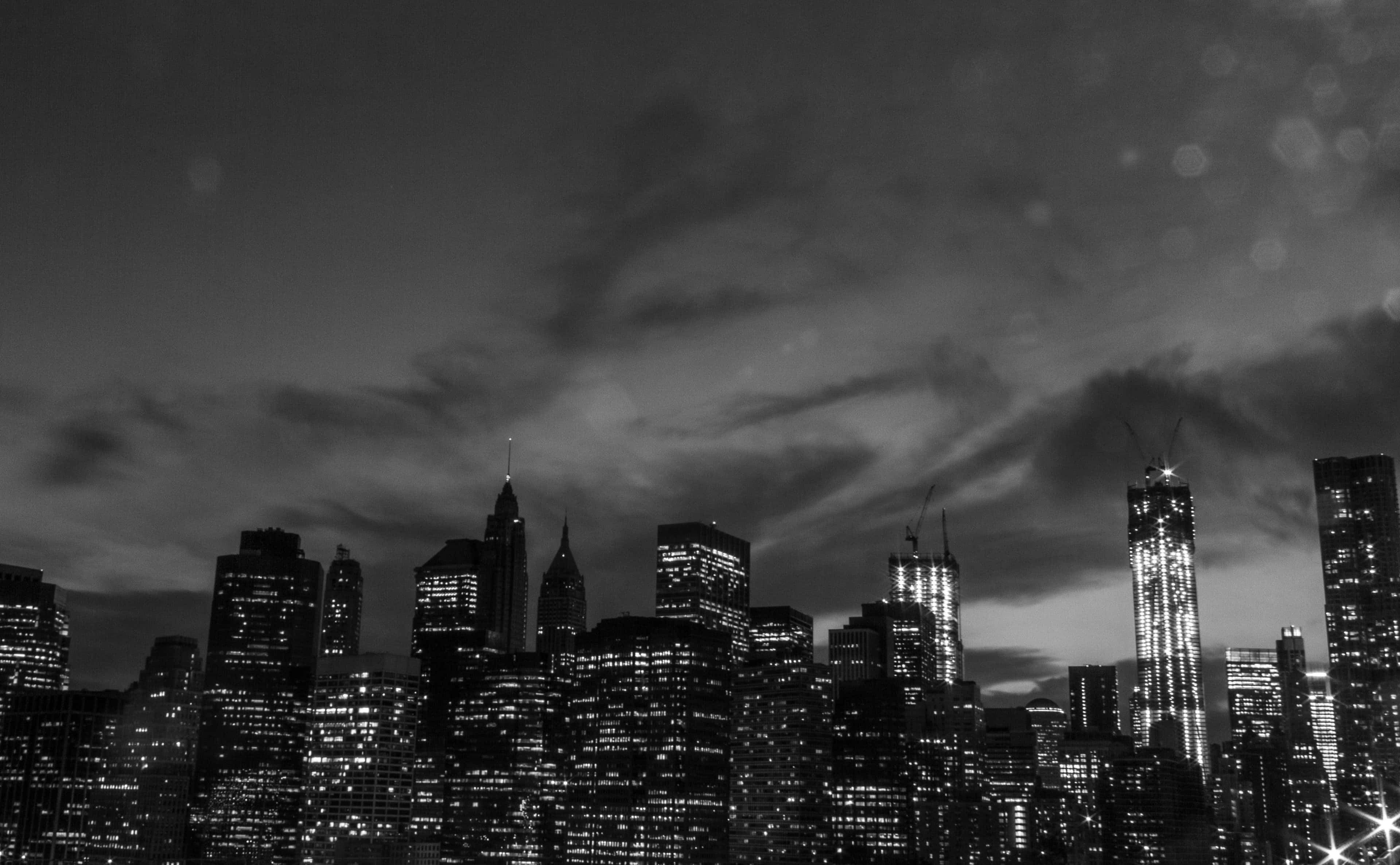 Black and White City, city skyline, dusk, 4K Desktop Wallpaper