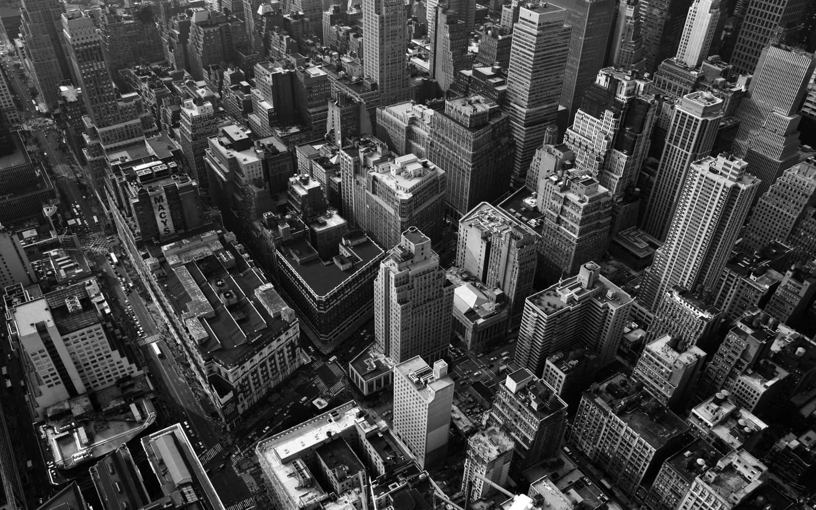 Black And White City, aerial black and white view, dense skyscrapers, HD Desktop Wallpaper