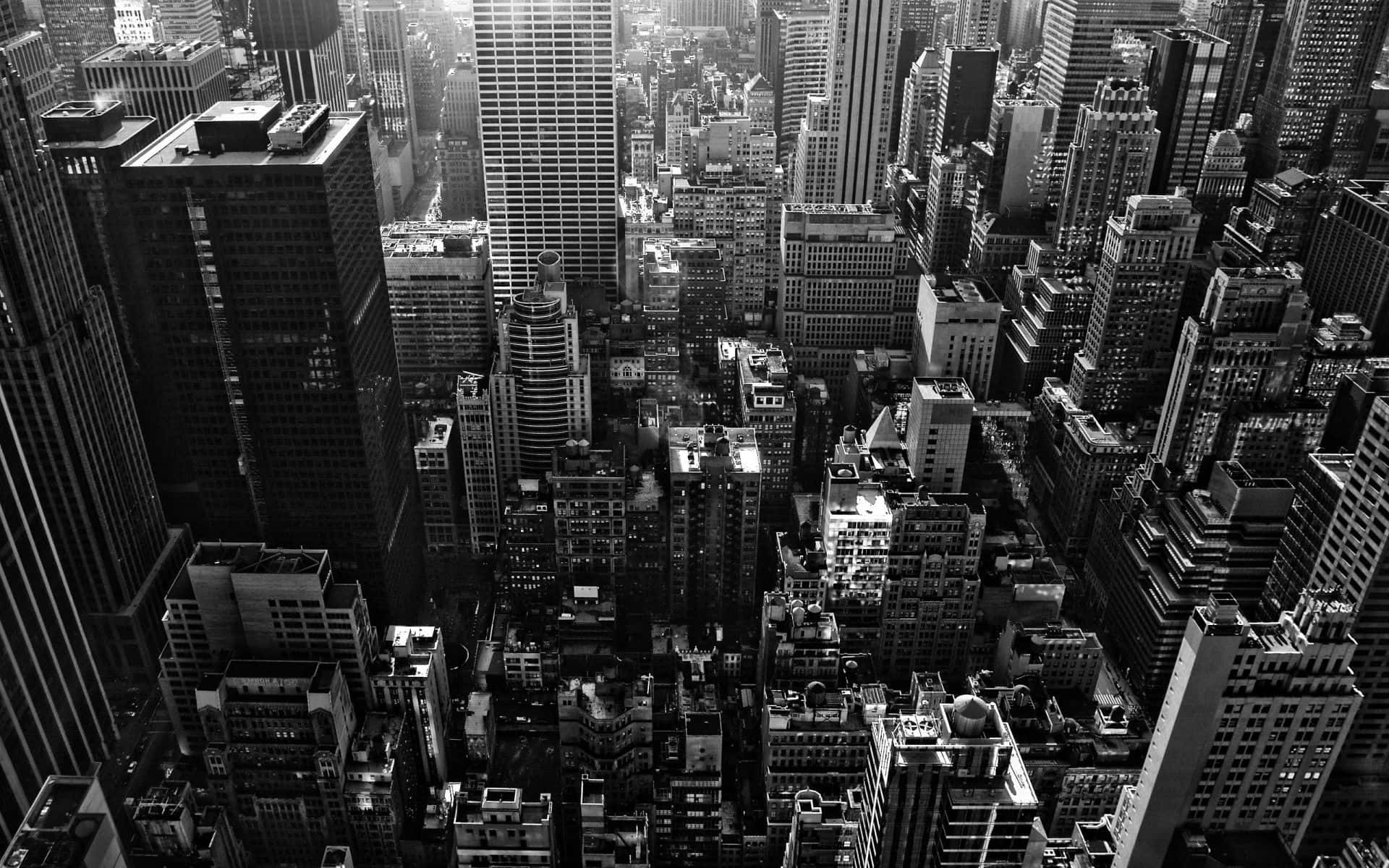 black and white, city, high-angle, Full HD Desktop Wallpaper