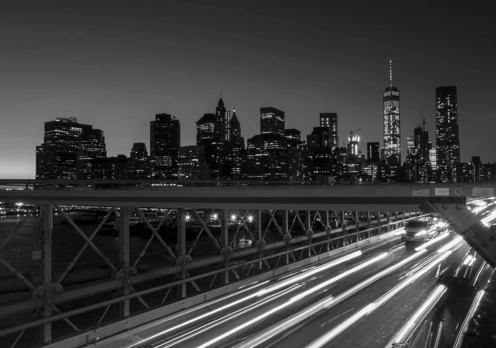 Black And White Cityscape, bridge, dusk, HD Desktop Wallpaper