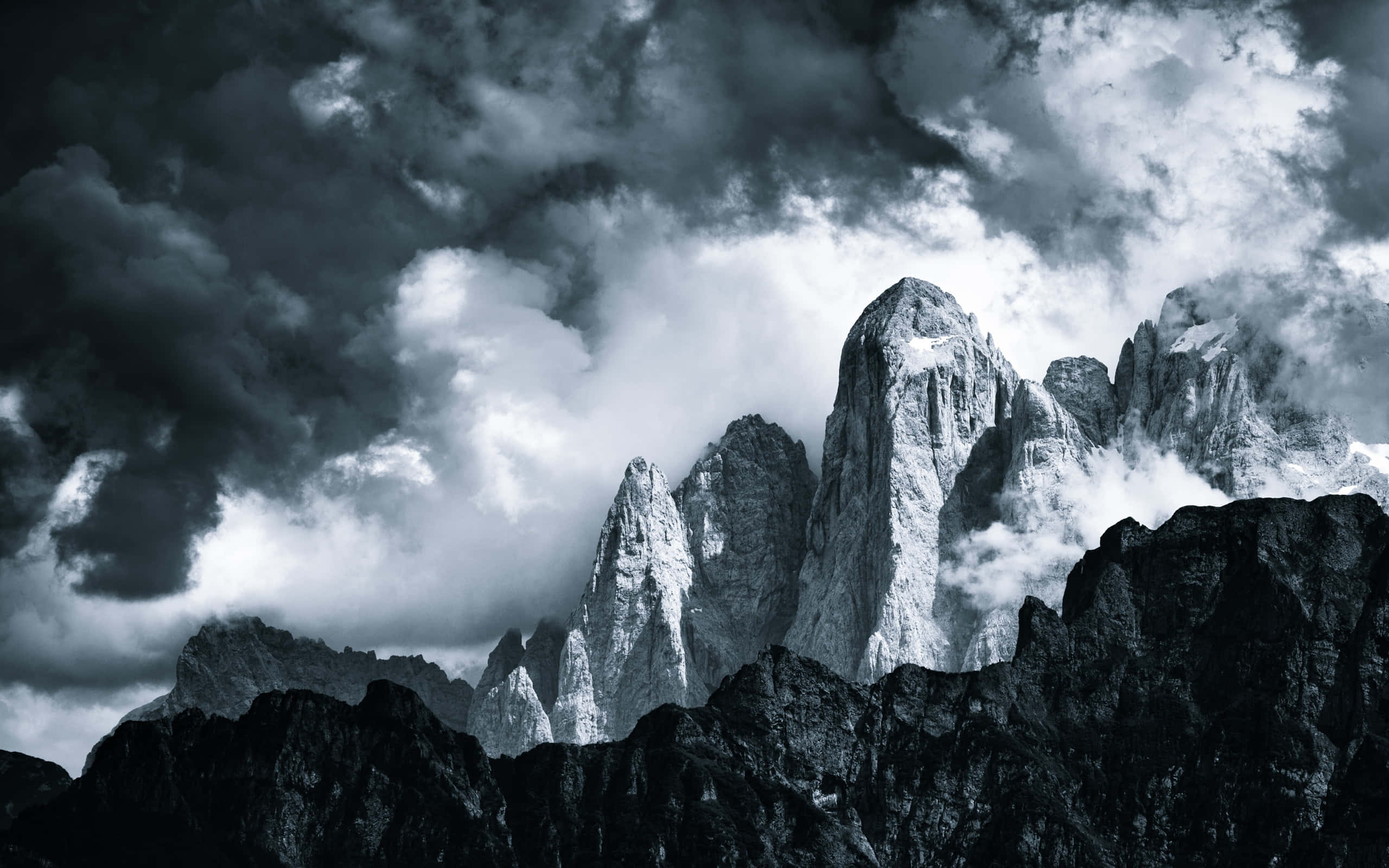 Black And White Cloud, mountain range, storm clouds, 2K Desktop Wallpaper