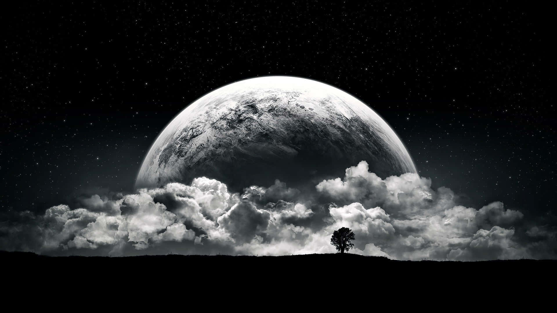 Black And White Cloud, massive planet, dramatic clouds, Full HD Desktop Wallpaper