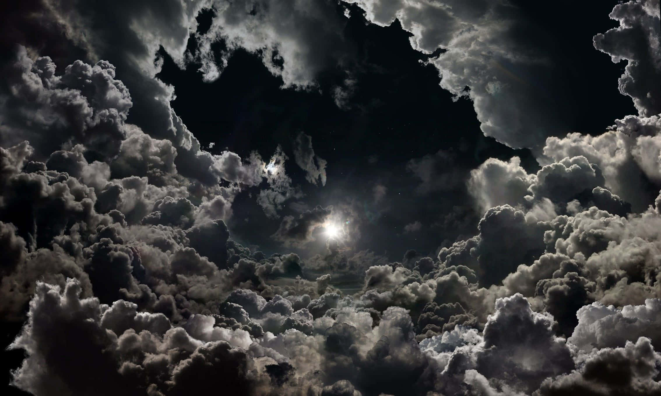 Black And White Cloud, night sky, bright moon, Full HD Desktop Wallpaper
