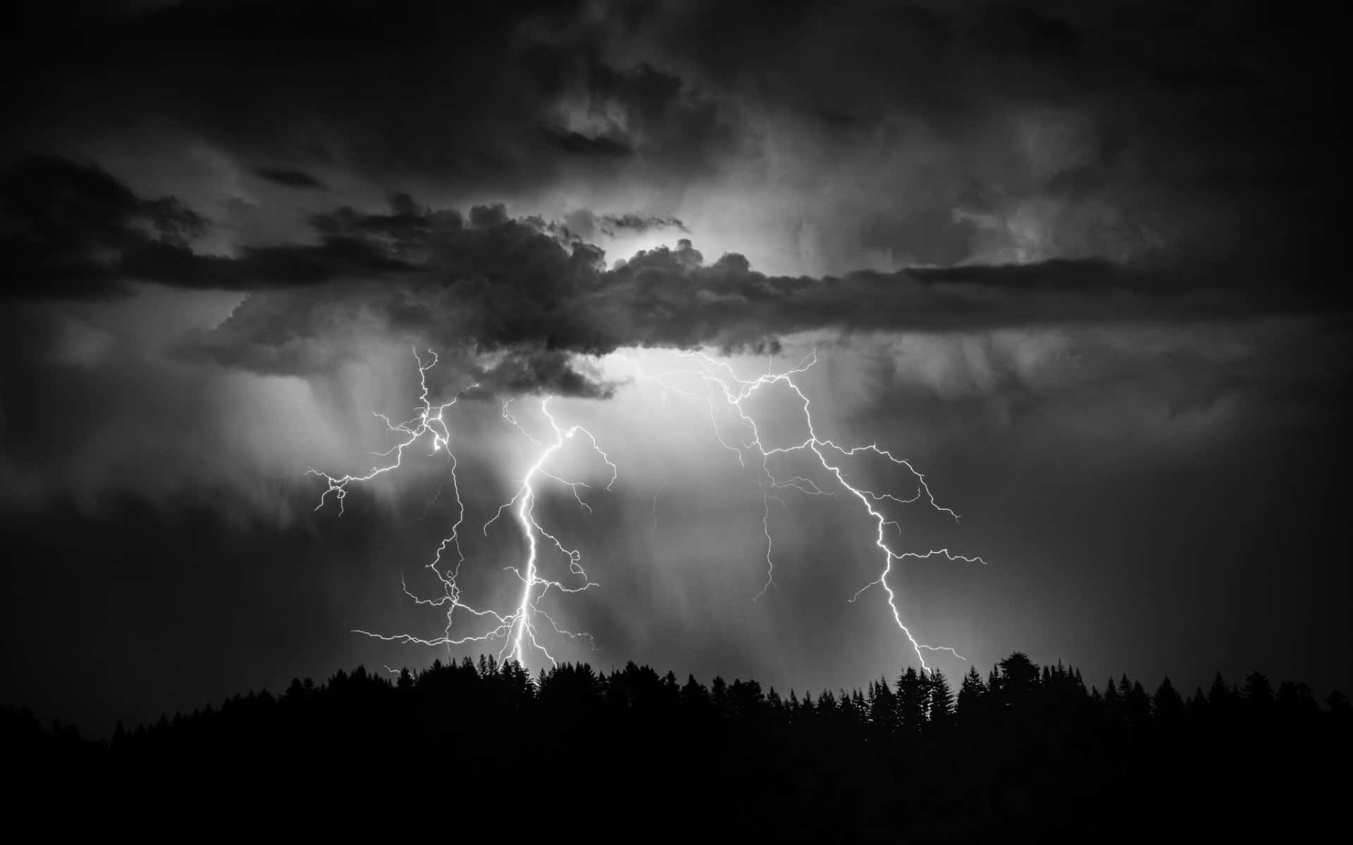 Black And White Cloud, lightning strike, dark storm clouds, Full HD Desktop Wallpaper