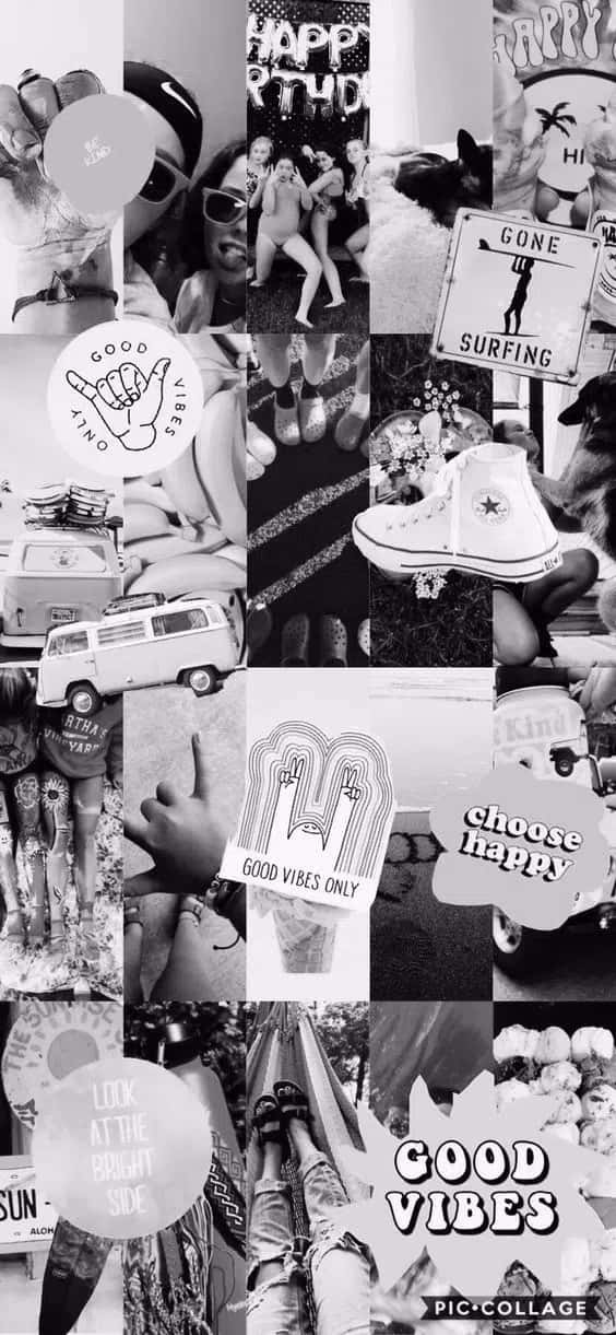 Black And White Collage, surfboards, vans, SD Phone Wallpaper