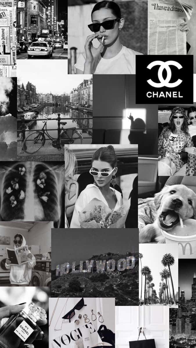 Black And White Collage, fashion models, luxury brands, SD Phone Wallpaper