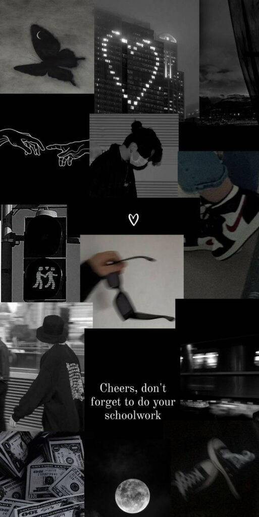 black and white collage, urban night scenes, hands, SD Phone Wallpaper