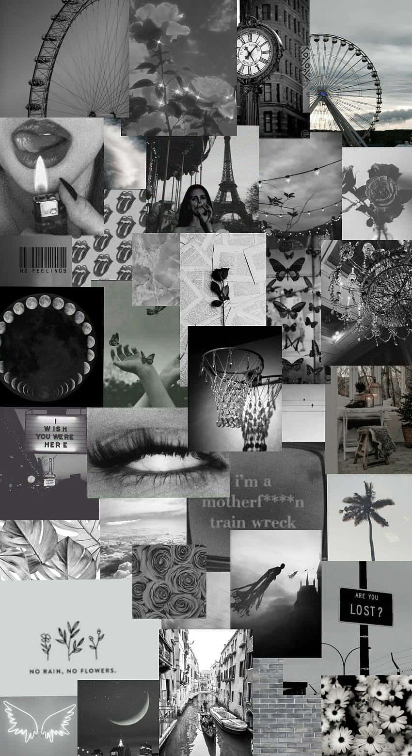 vintage collage, monochrome collage, urban landmarks, HD Phone Wallpaper