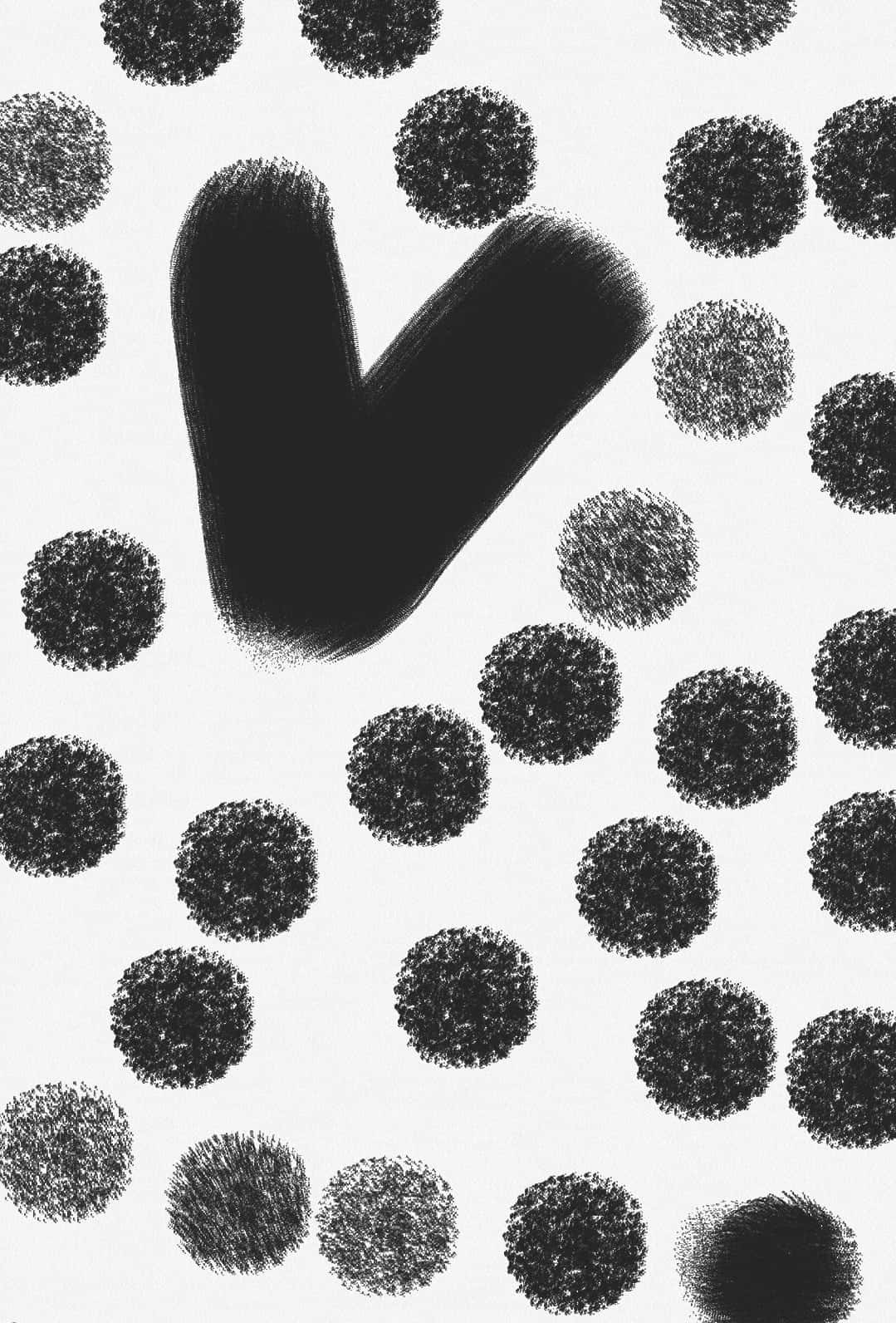 black and white dots, black brushstroke 'V', white background, HD Phone Wallpaper