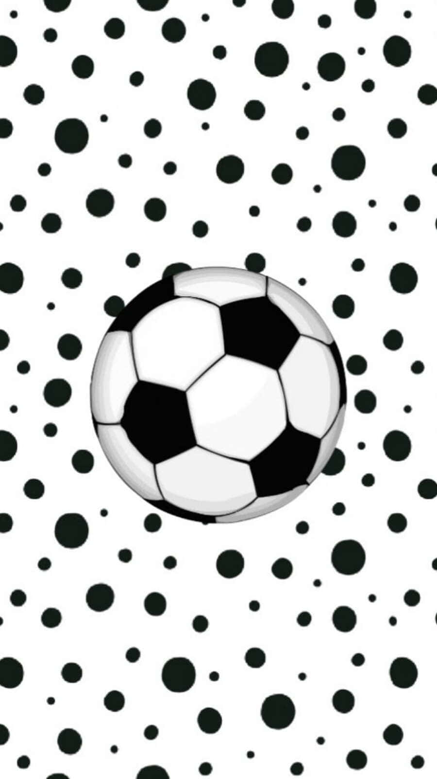 black and white soccer ball, white background, scattered black polka dots, HD Phone Wallpaper
