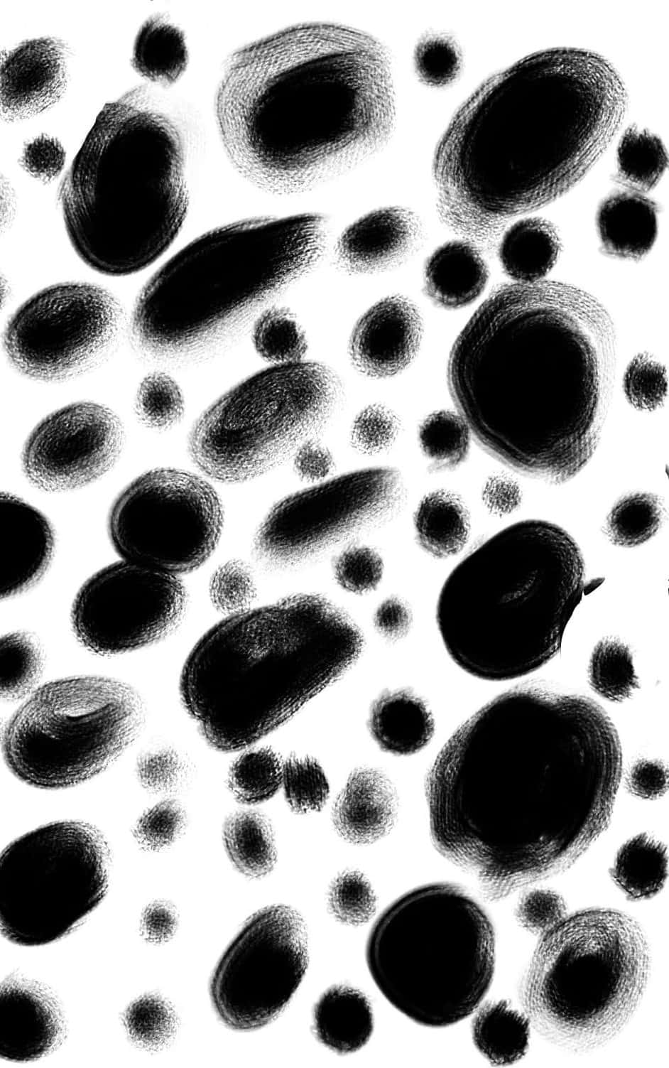 Black And White Dots, black ink blotches, stark white background, HD Phone Wallpaper