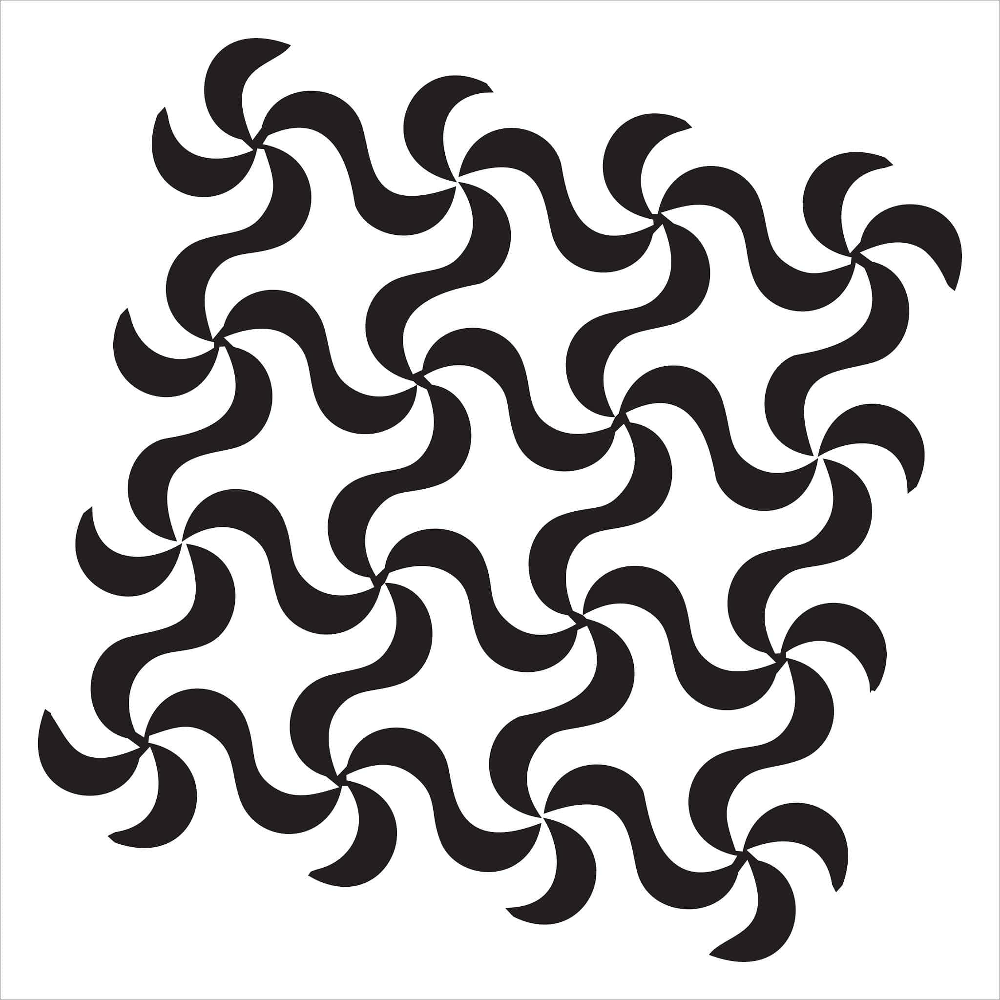black abstract swirls, hypnotic geometric pattern, stark white background, Full HD Desktop Wallpaper