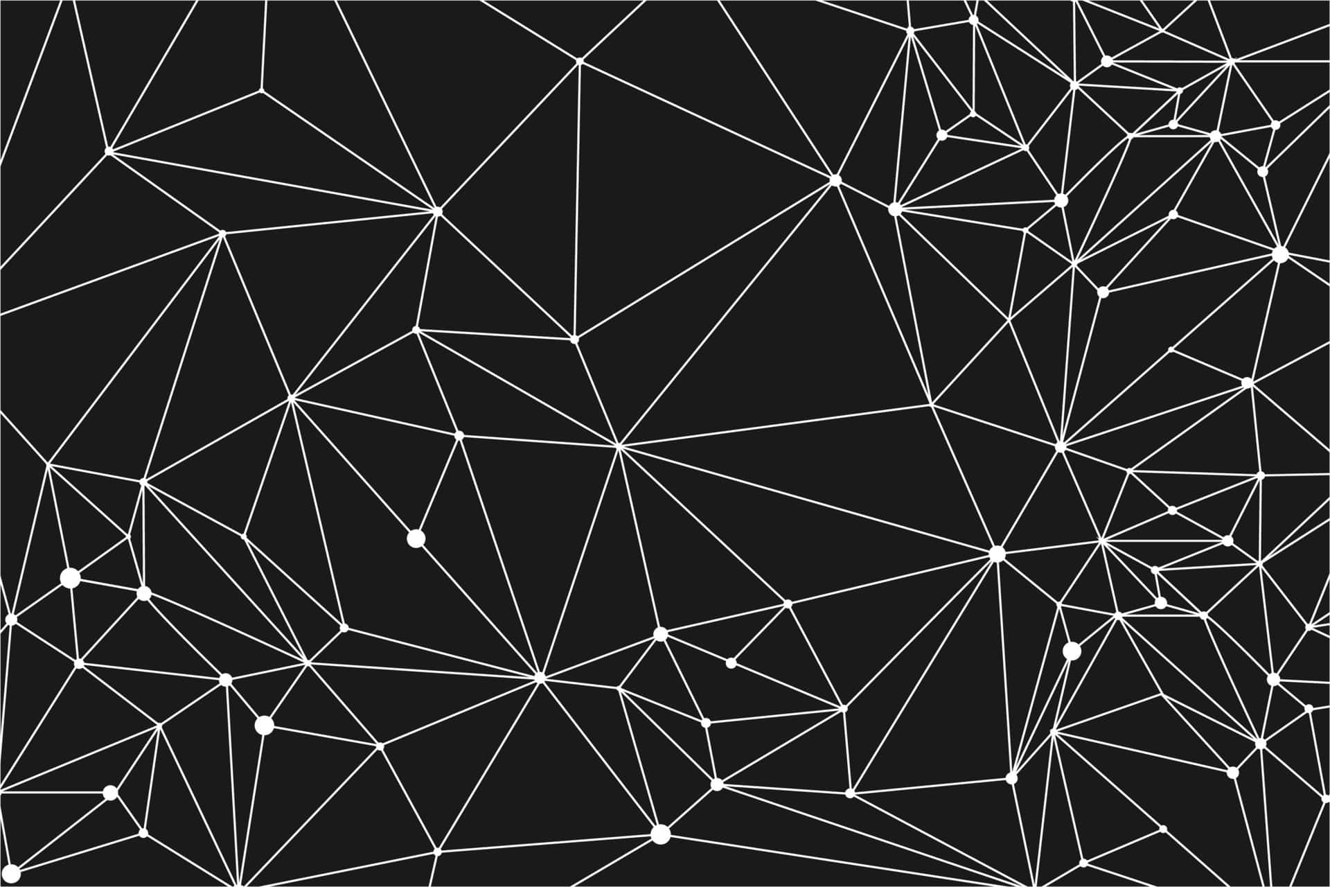 black and white geometric, intricate white lines, interconnected geometric triangles, Full HD Desktop Wallpaper