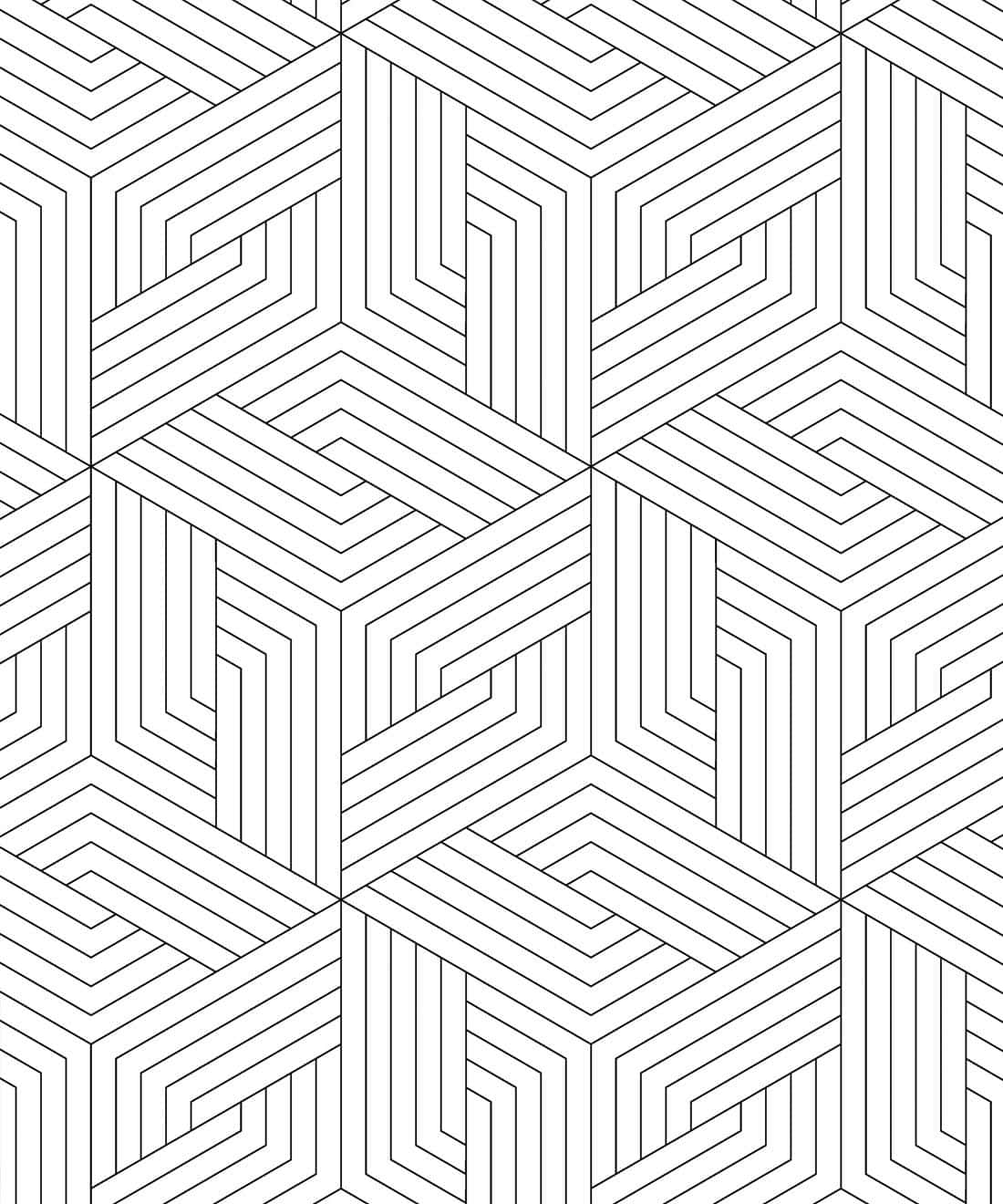 black and white geometric, 3D cube-like shapes, sharp angular lines, HD Phone Wallpaper