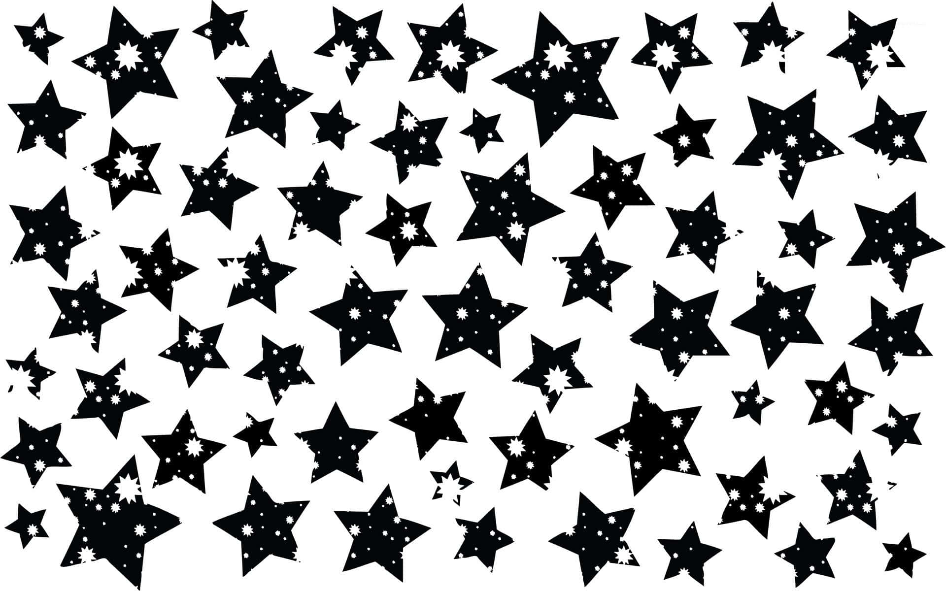 Black And White Geometric, black star shapes, white speckles, Full HD Desktop Wallpaper