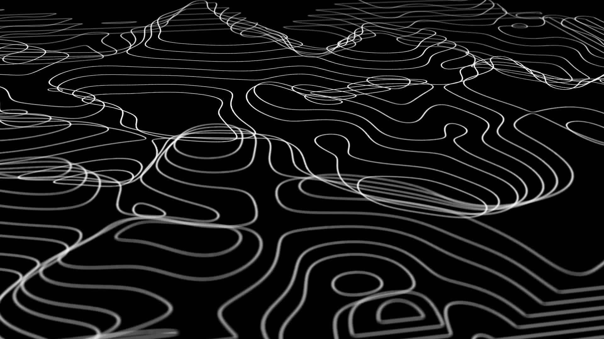 abstract topographic lines, glowing white swirl, deep black background, Full HD Desktop Wallpaper