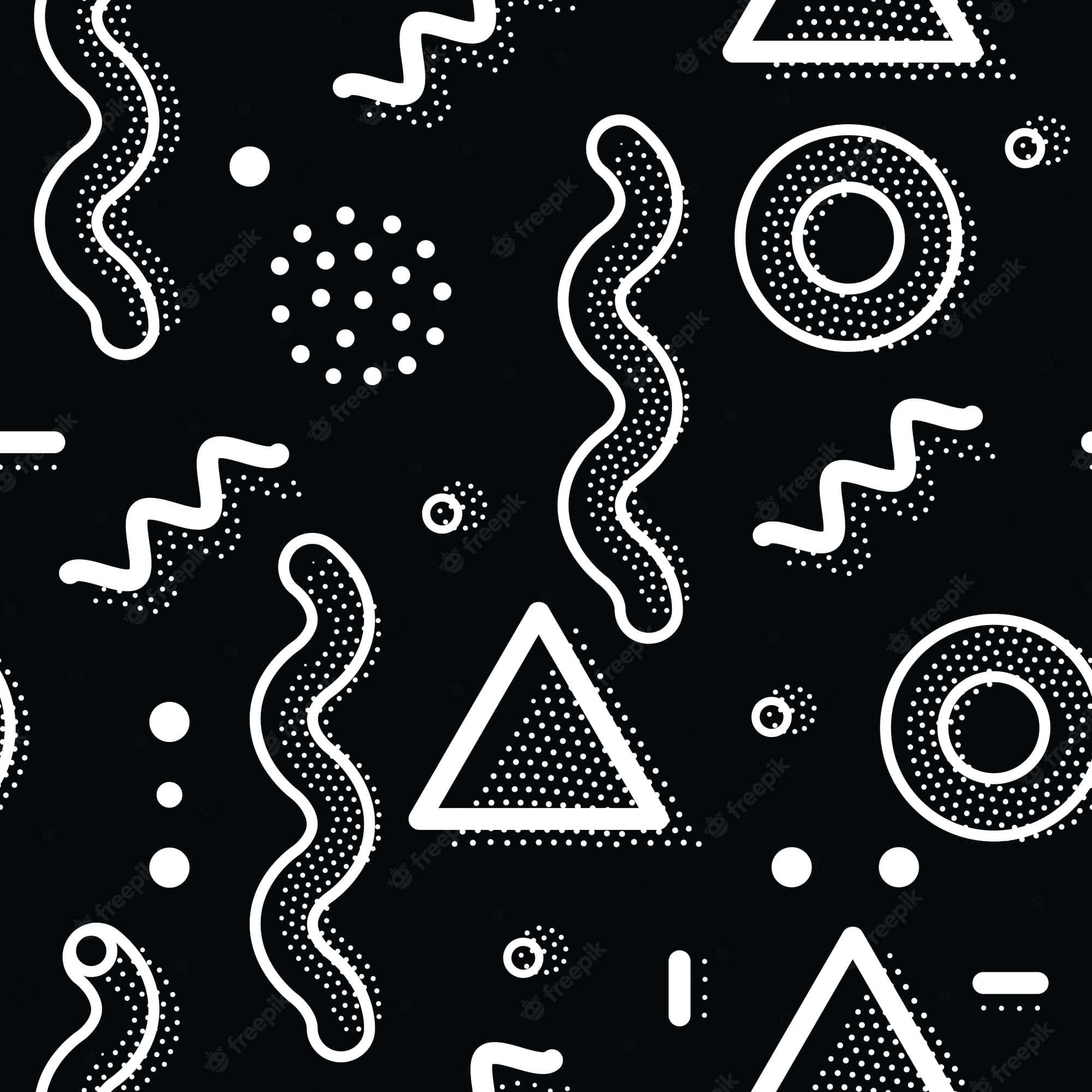 90s black, white abstract pattern, geometric shapes, Full HD Desktop Wallpaper