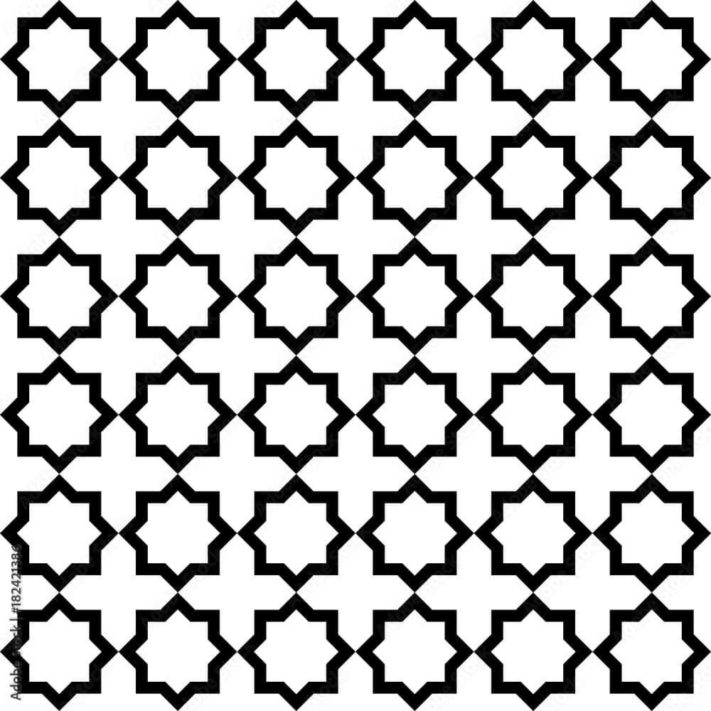 black and white geometric, repeating star-shaped outlines, grid, SD Desktop Wallpaper