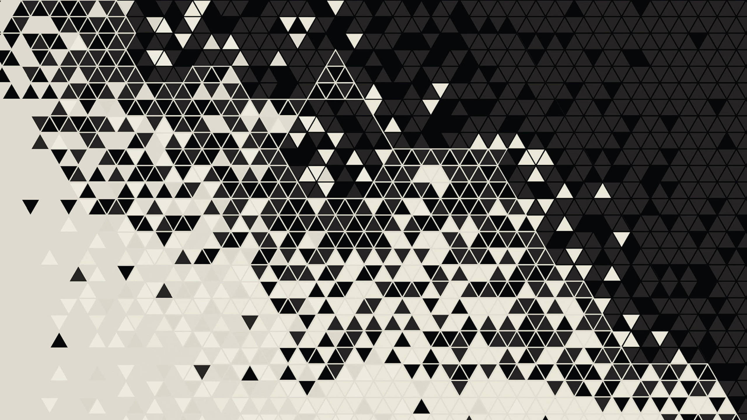 black and white abstract pattern, overlapping triangles, geometric wave effect, 2K Desktop Wallpaper