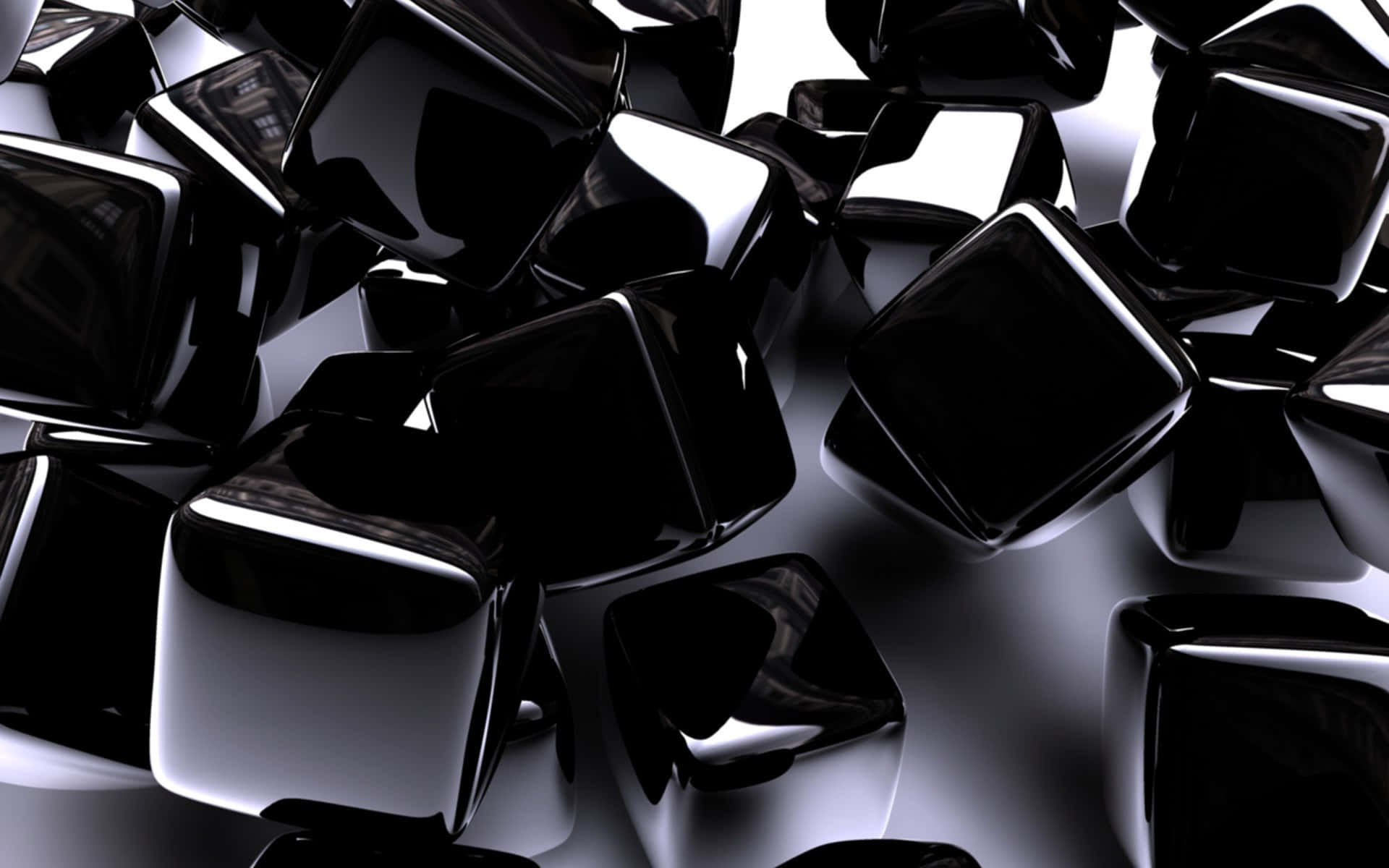 glossy black, black and white cubes, white background, Full HD Desktop Wallpaper