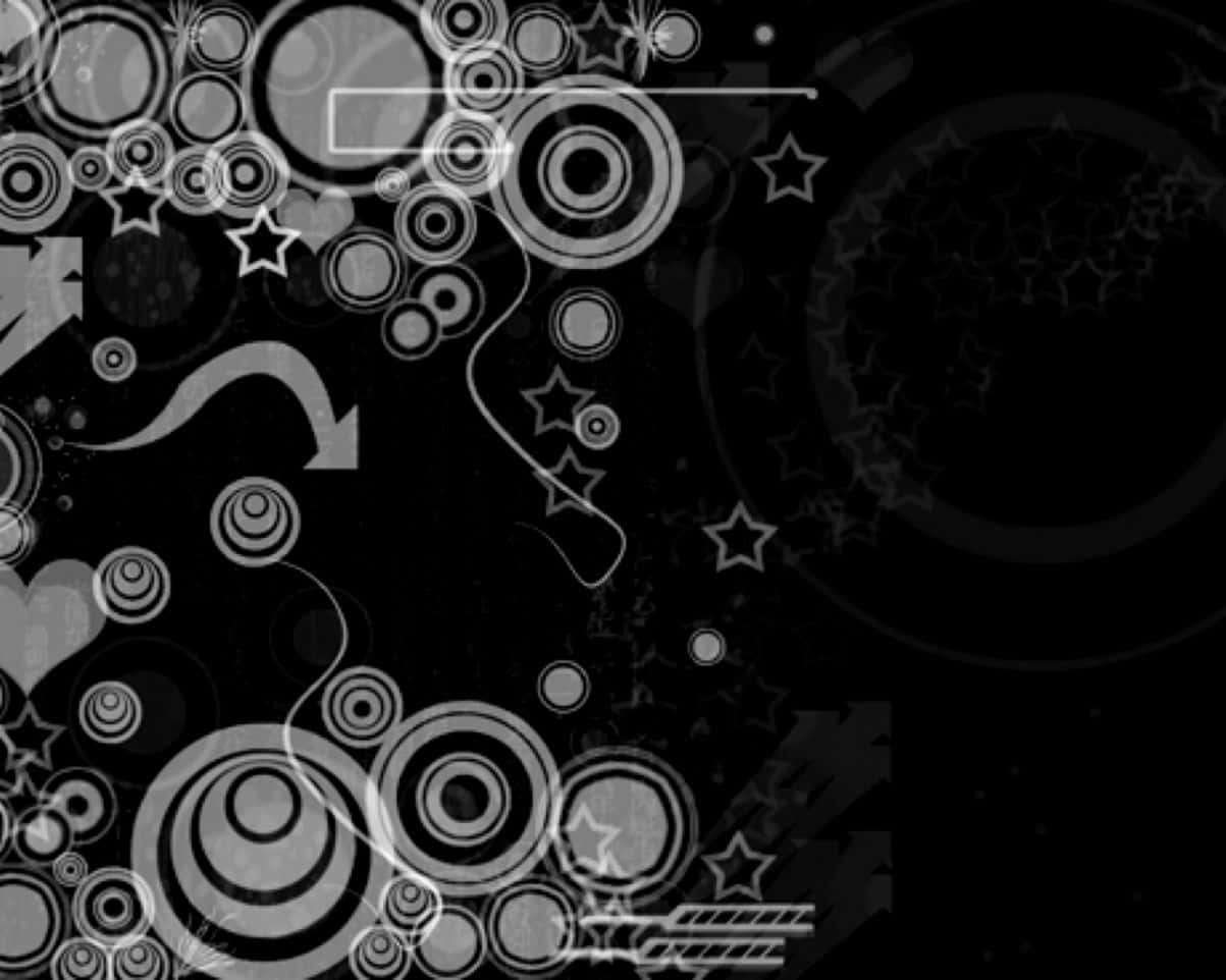 Black And White Graffiti, monochrome abstract design, overlapping circles, SD Desktop Wallpaper