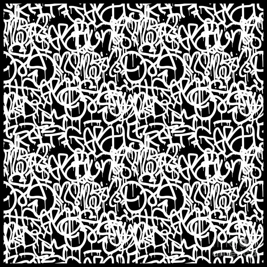 black and white graffiti, abstract pattern, dripping graffiti-style lettering, SD Desktop Wallpaper