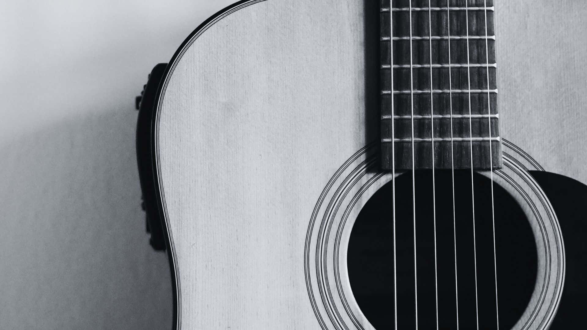 Black And White Guitar, acoustic guitar, body, Full HD Desktop Wallpaper