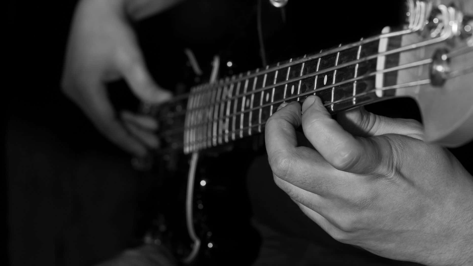 Black And White Guitar, electric guitar, hands, Full HD Desktop Wallpaper