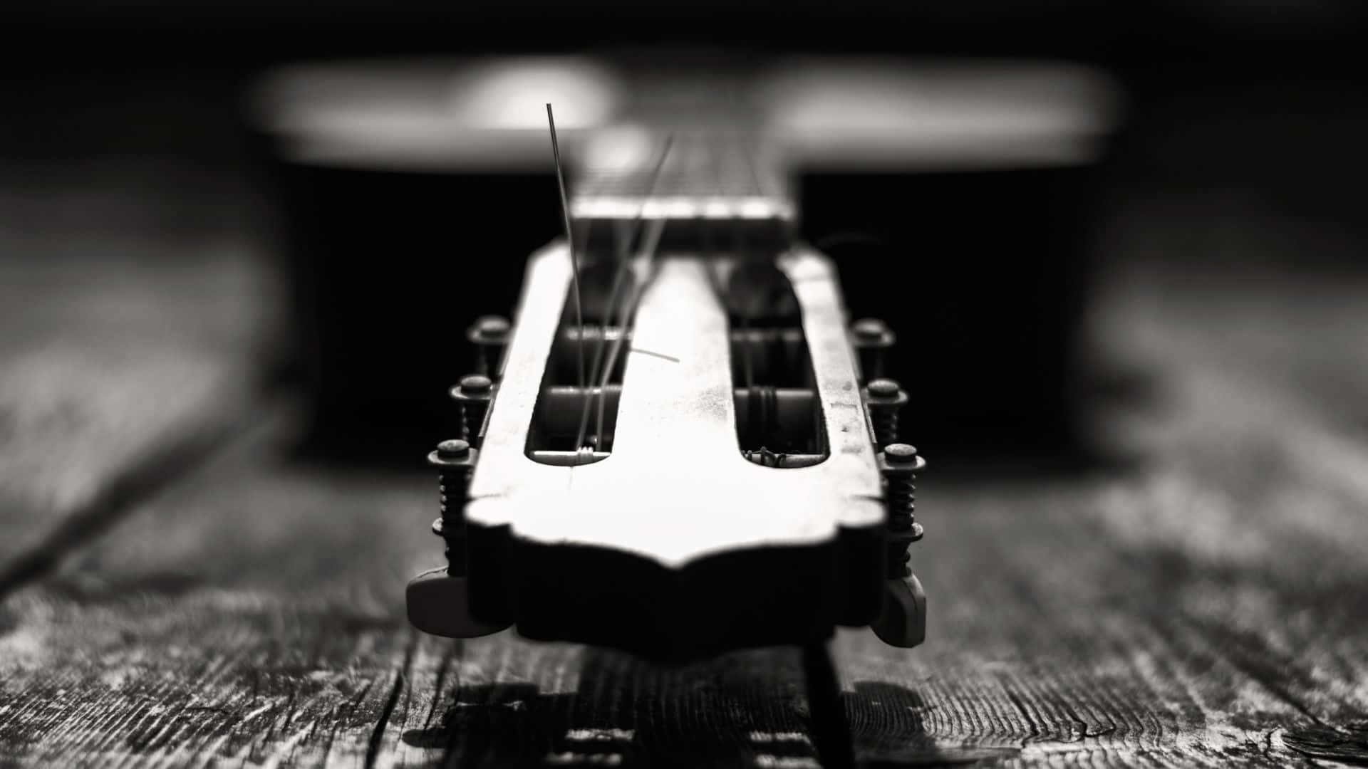 black and white guitar, guitar headstock, weathered wooden surface, Full HD Desktop Wallpaper