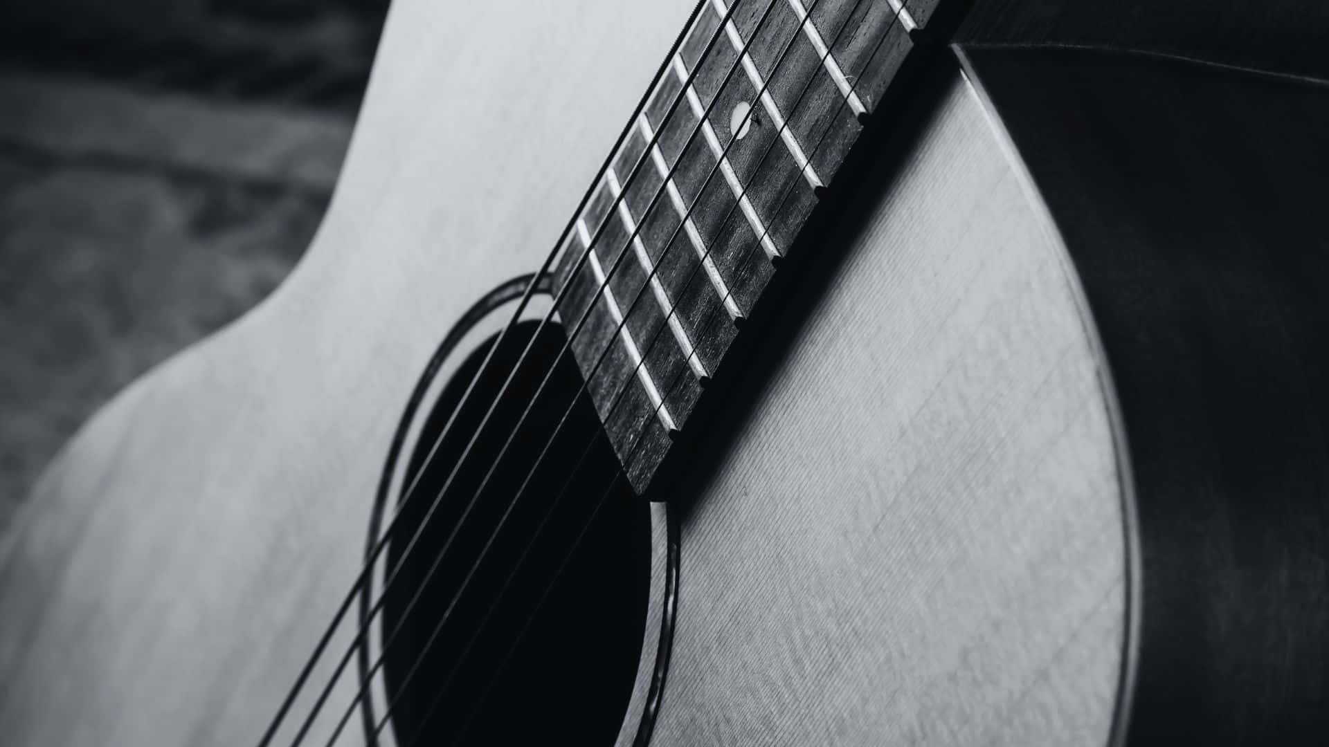 acoustic guitar, fretboard, wood grain, Full HD Desktop Wallpaper