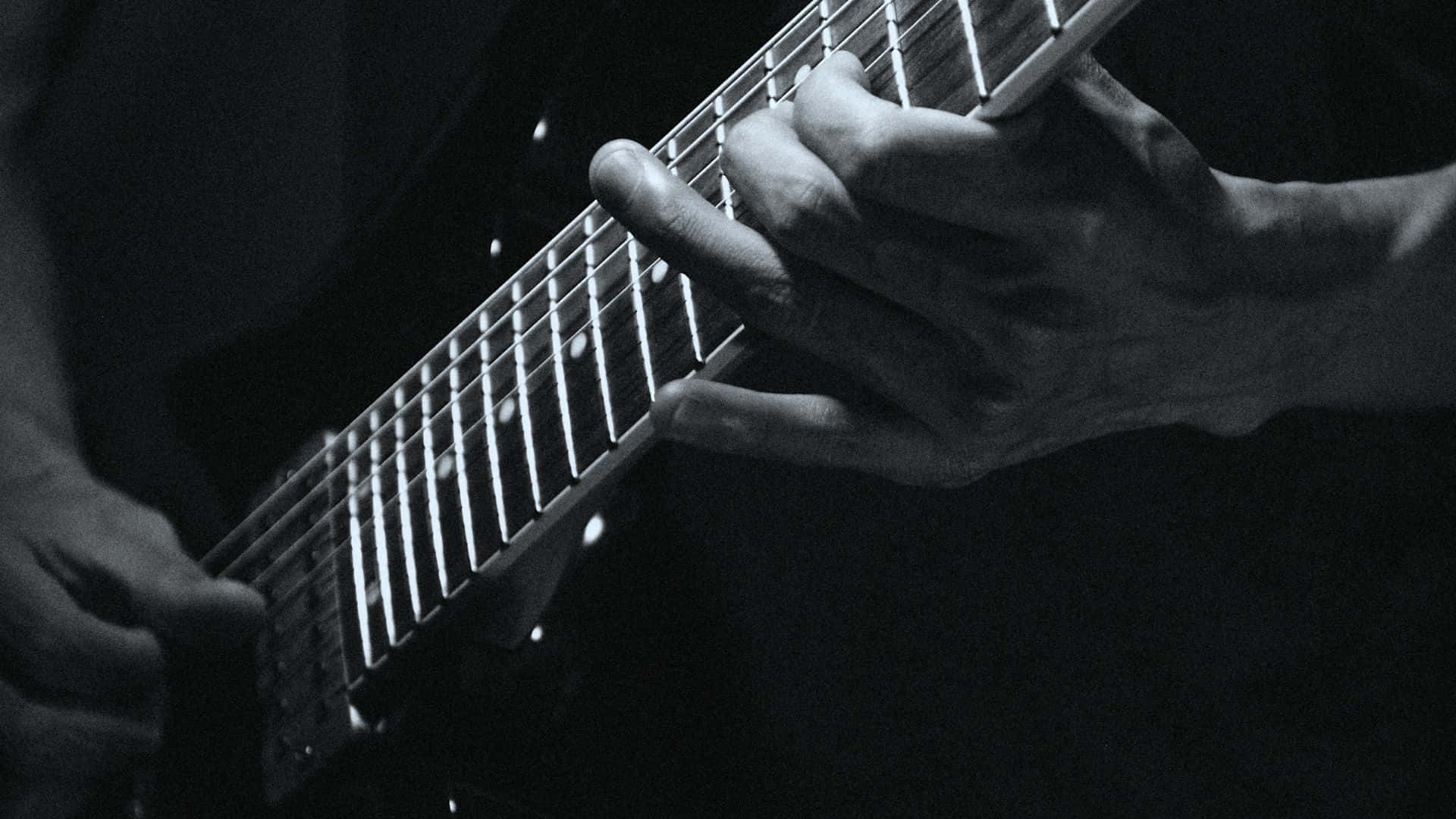 Black and White Guitar, electric guitar, hands, Full HD Desktop Wallpaper
