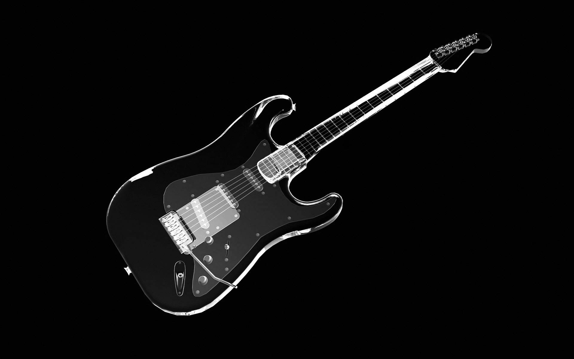 stylish black electric guitar, sleek black electric guitar, silver hardware, Full HD Desktop Wallpaper