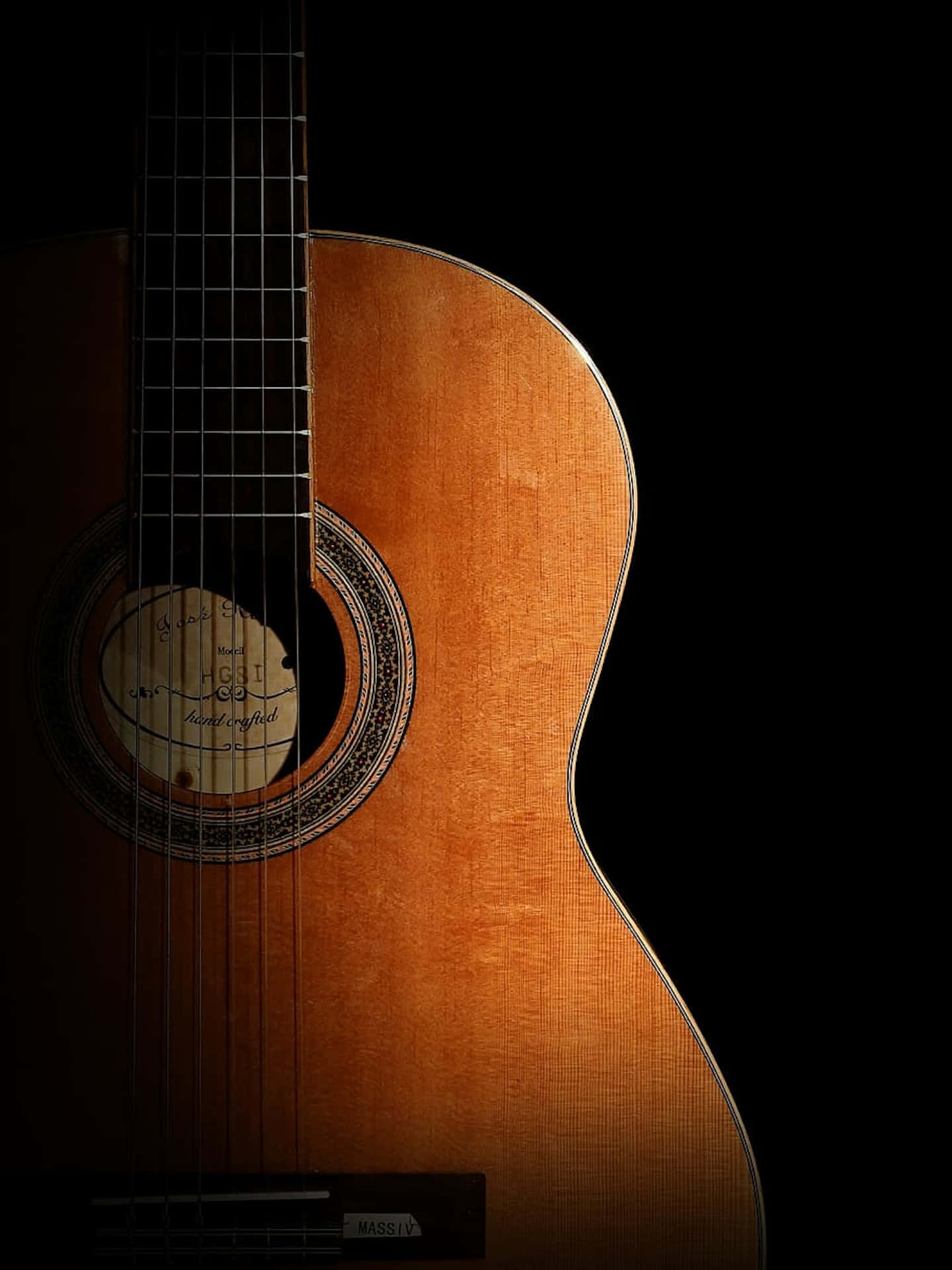 classic guitar, handcrafted acoustic guitar, warm wood grain, Full HD Phone Wallpaper