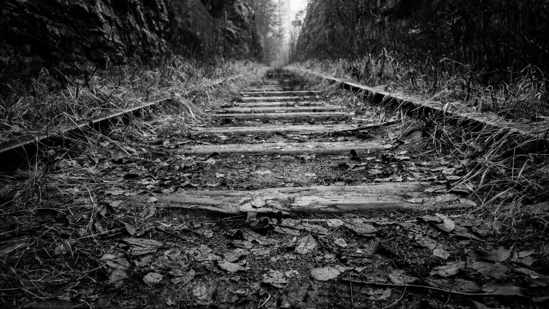 Black And White HD, railway, railroad track, Full HD Desktop Wallpaper