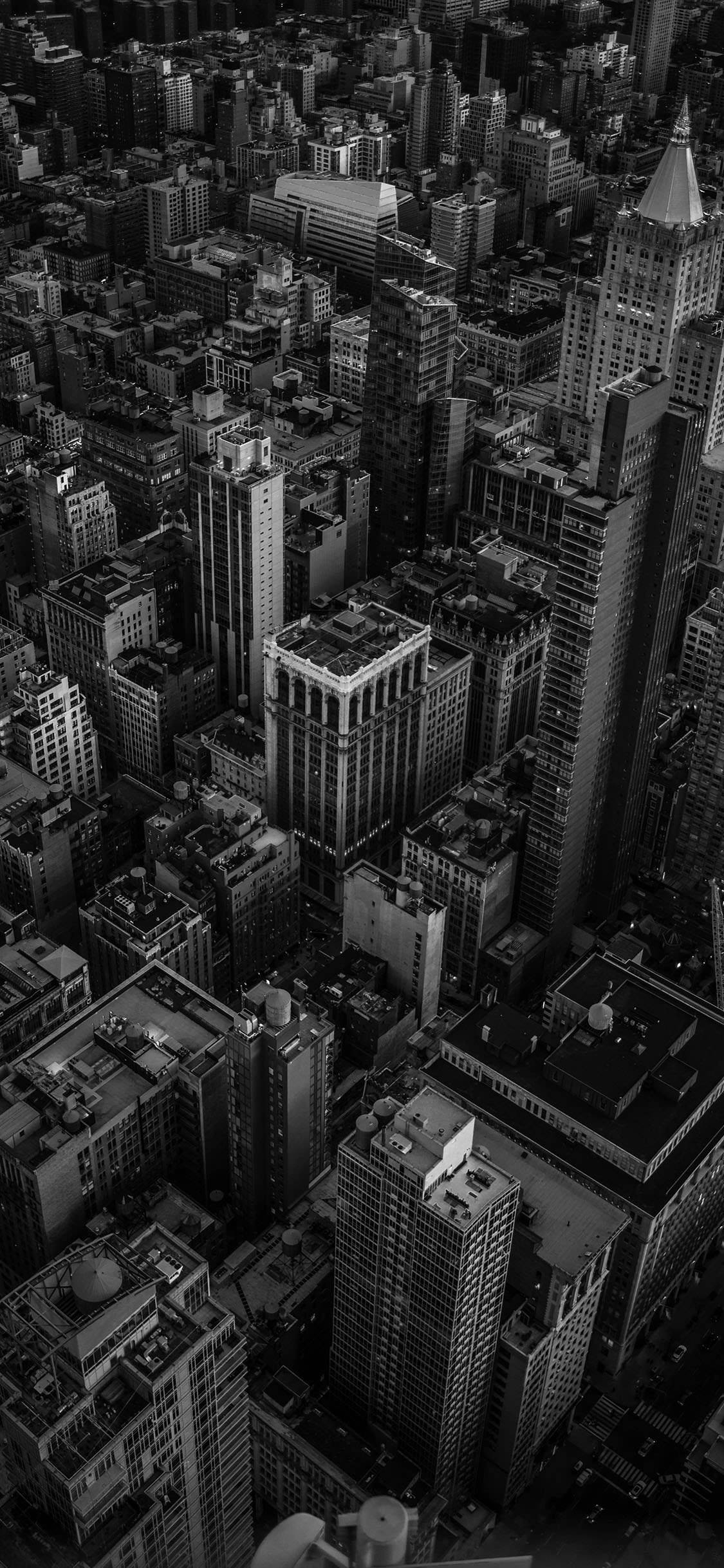 Black And White HD, city aerial view, dense urban skyline, Full HD Phone Wallpaper