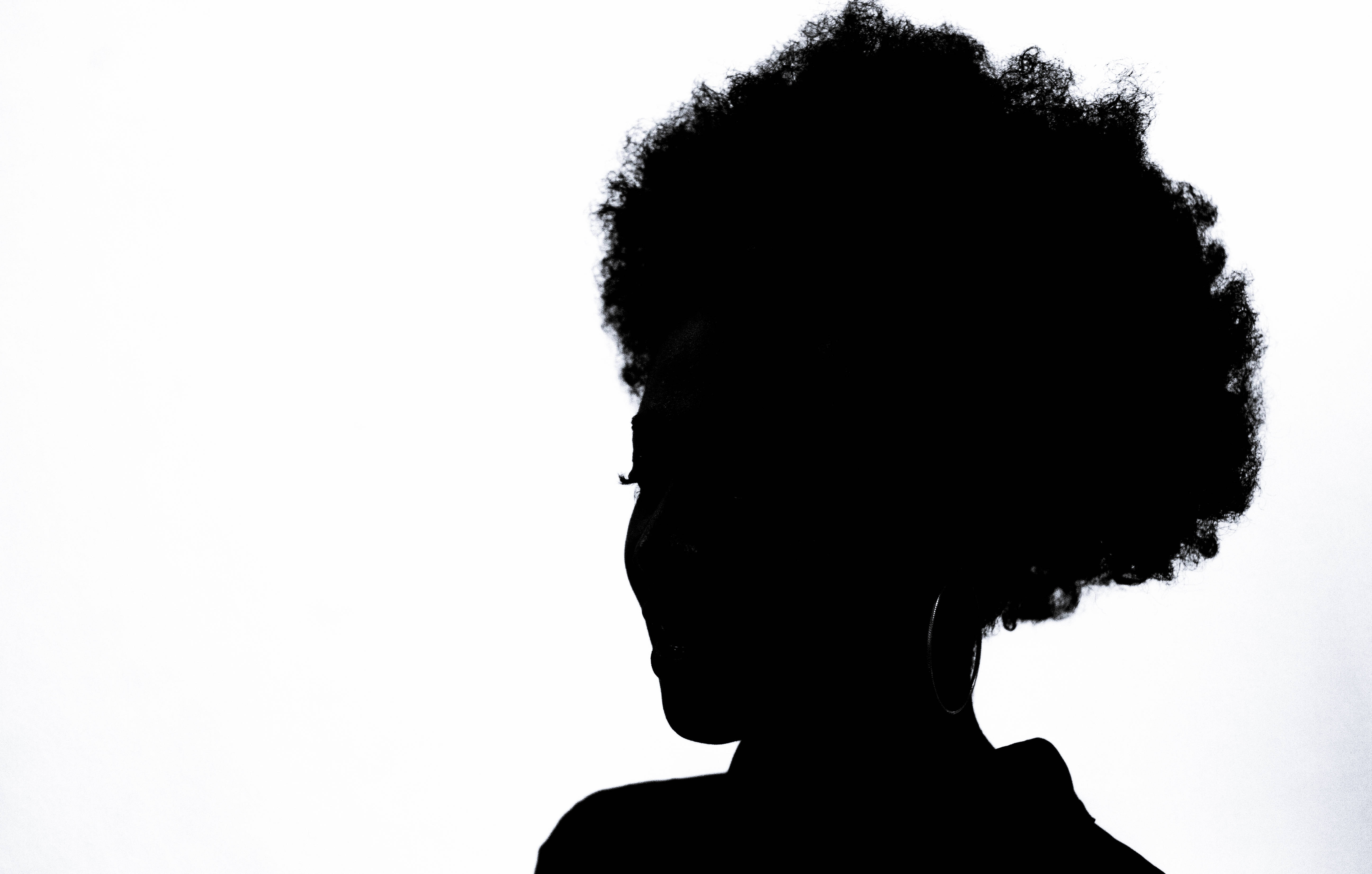 black and white hd, afro silhouette, stark white background, 5K Desktop Wallpaper