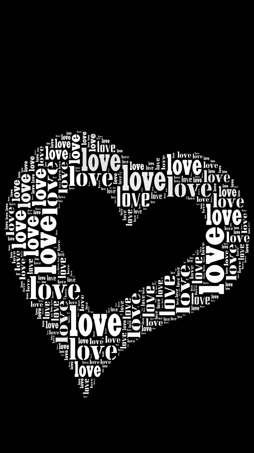 Black And White Heart, love, white text, Full HD Phone Wallpaper