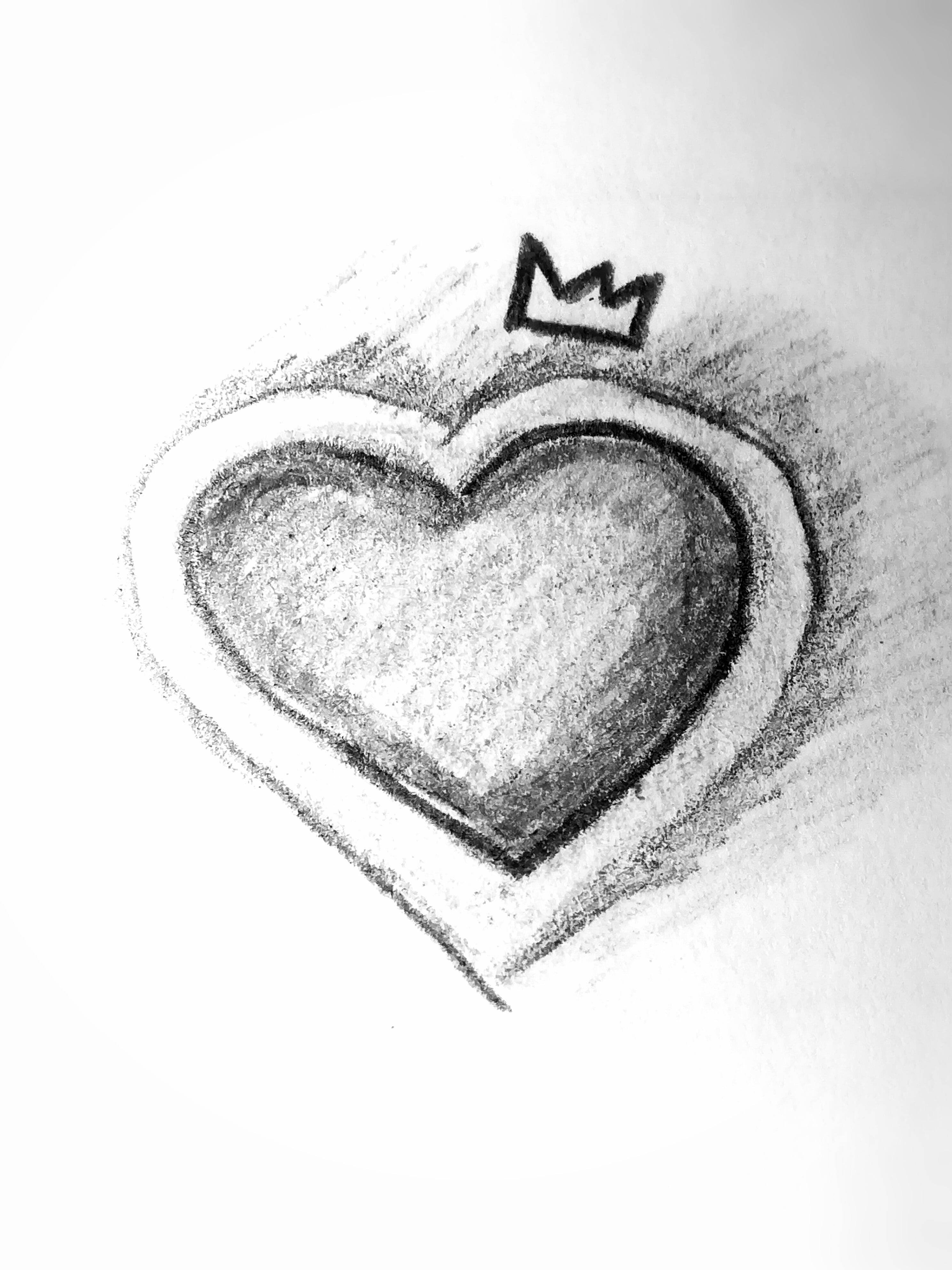 Black And White Heart Sketch, charcoal sketch, heart, 4K Phone Wallpaper