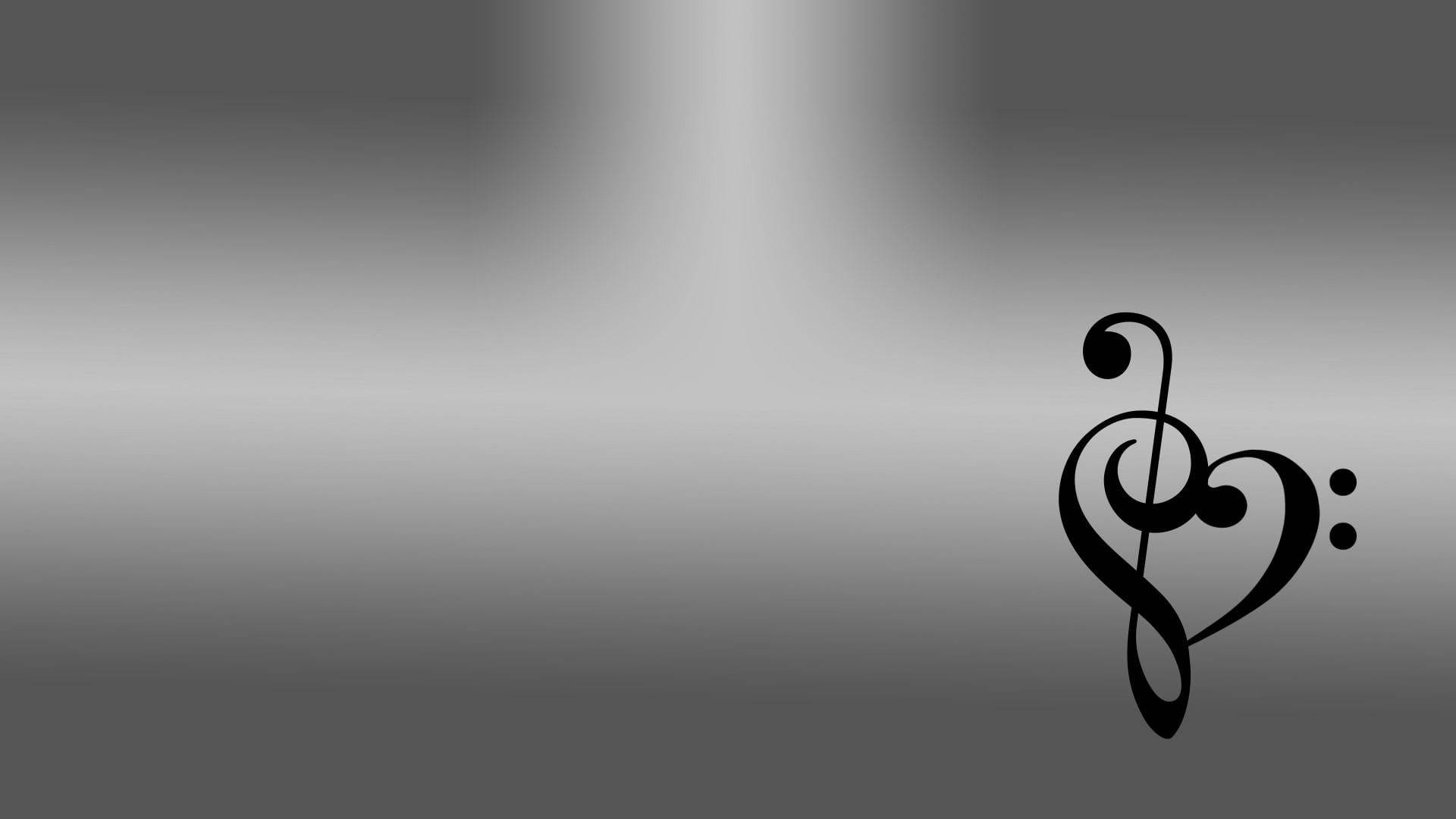 Black And White Heart, treble clef, heart, Full HD Desktop Wallpaper