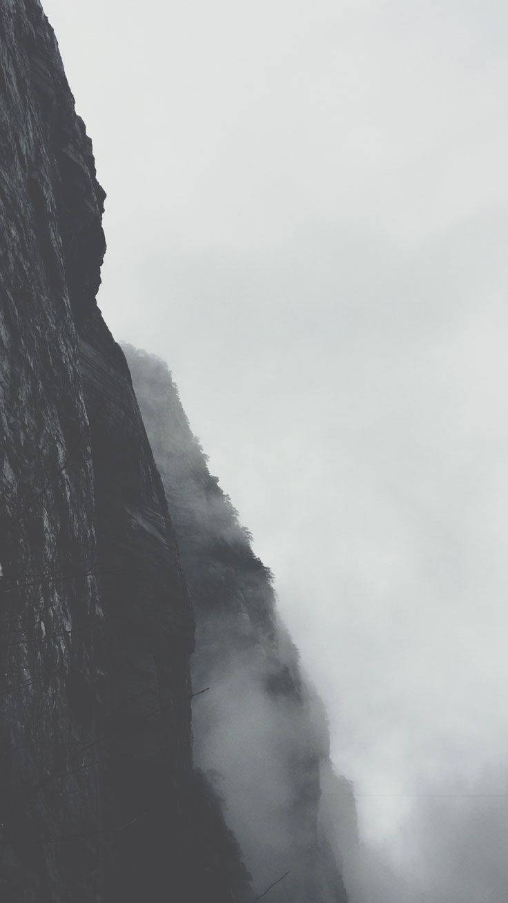 Black And White iPhone, mountain, cliff, HD Phone Wallpaper
