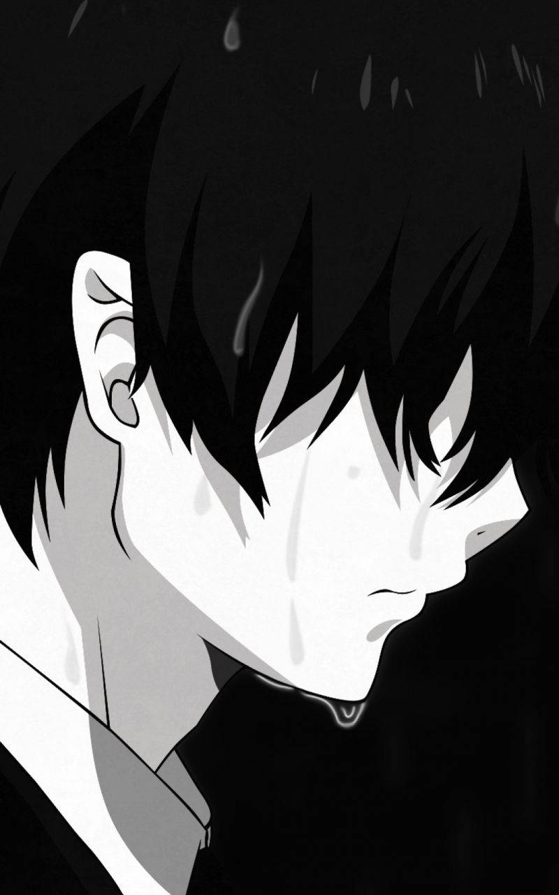 sad crying boy anime, spiky hair, tears, HD Phone Wallpaper