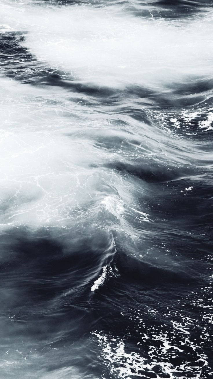 Black And White iPhone, ocean wave, aerial view, HD Phone Wallpaper