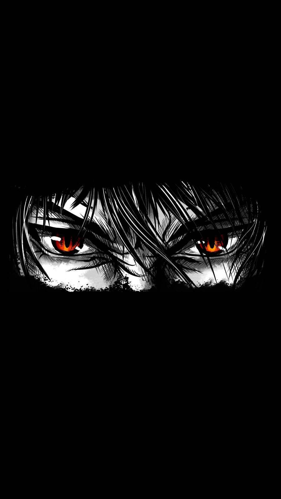 Cool Eyes Anime, glowing red irises, sharp black hair, HD Phone Wallpaper