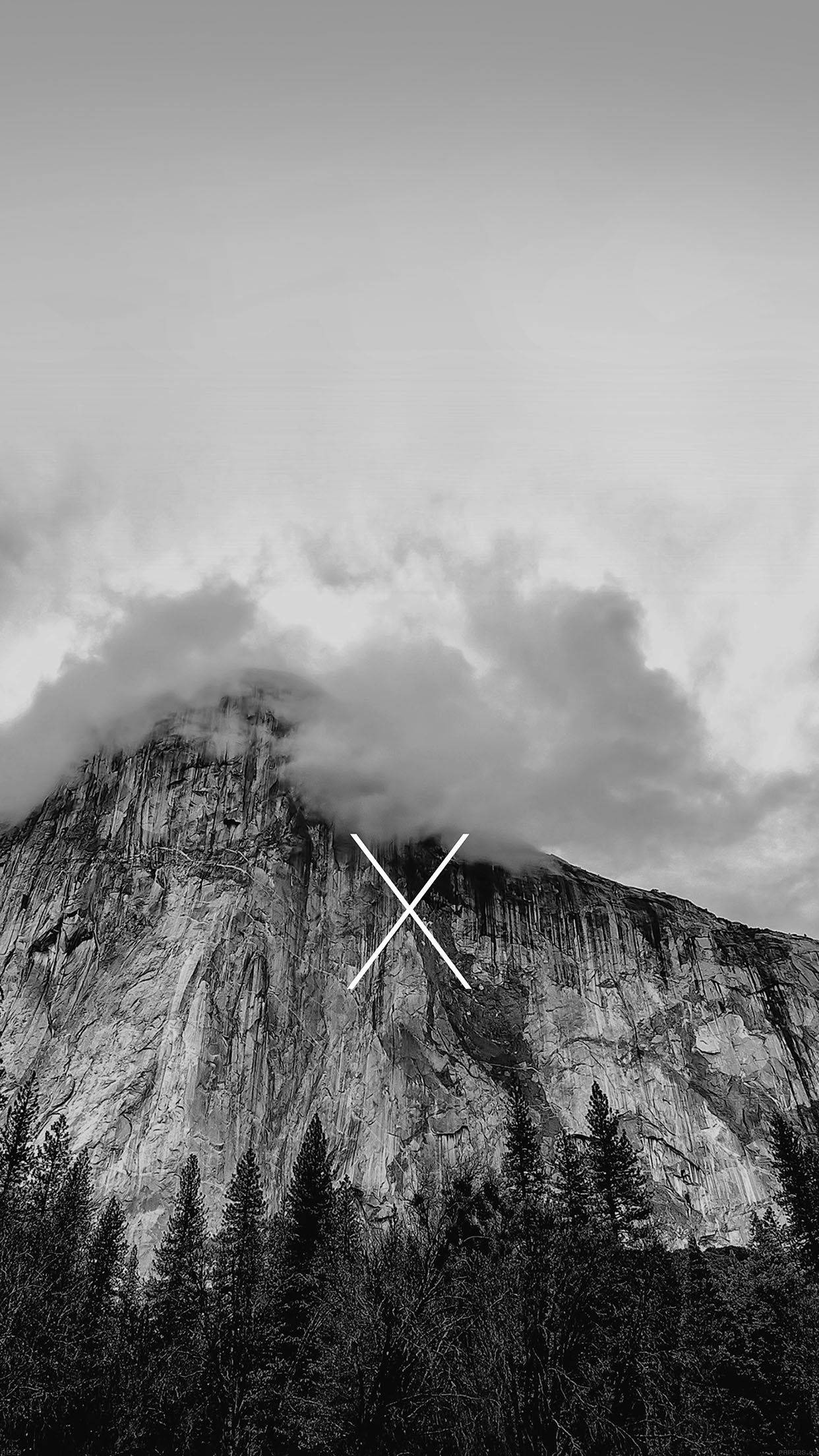 Black And White iPhone, cliff, mountain peak, Full HD Phone Wallpaper