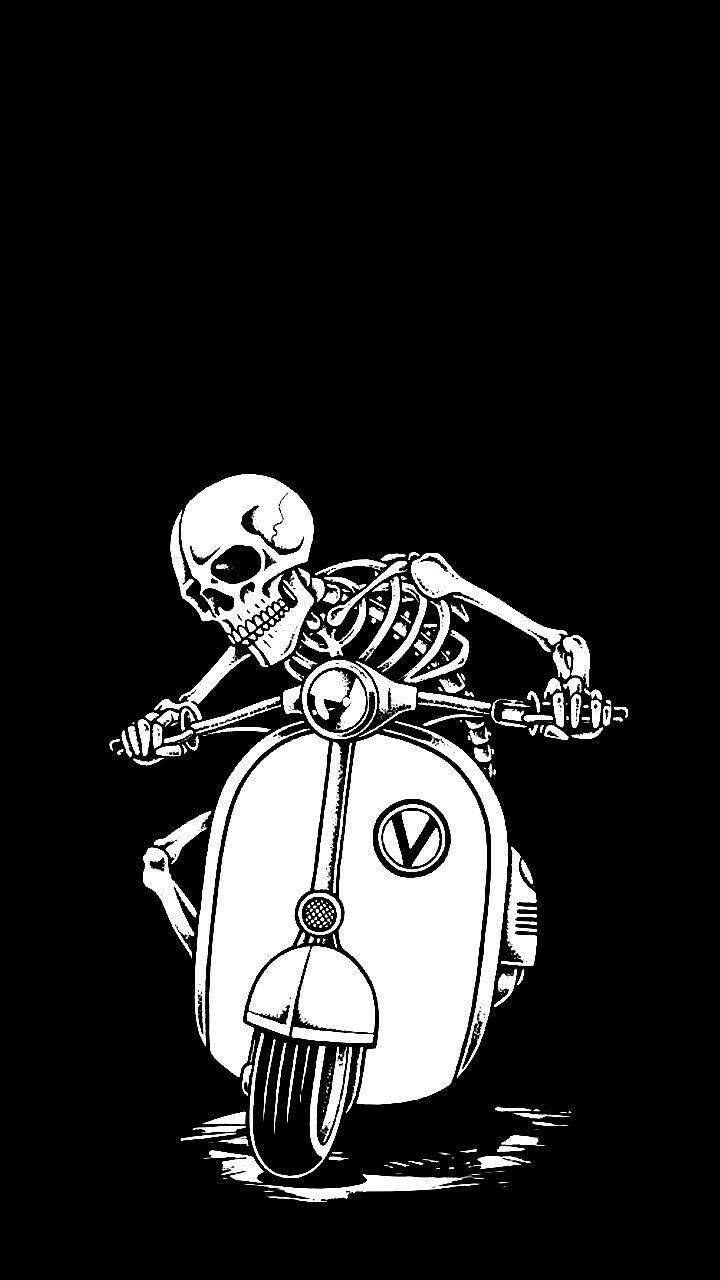 skeleton, anime, classic scooter, HD Phone Wallpaper