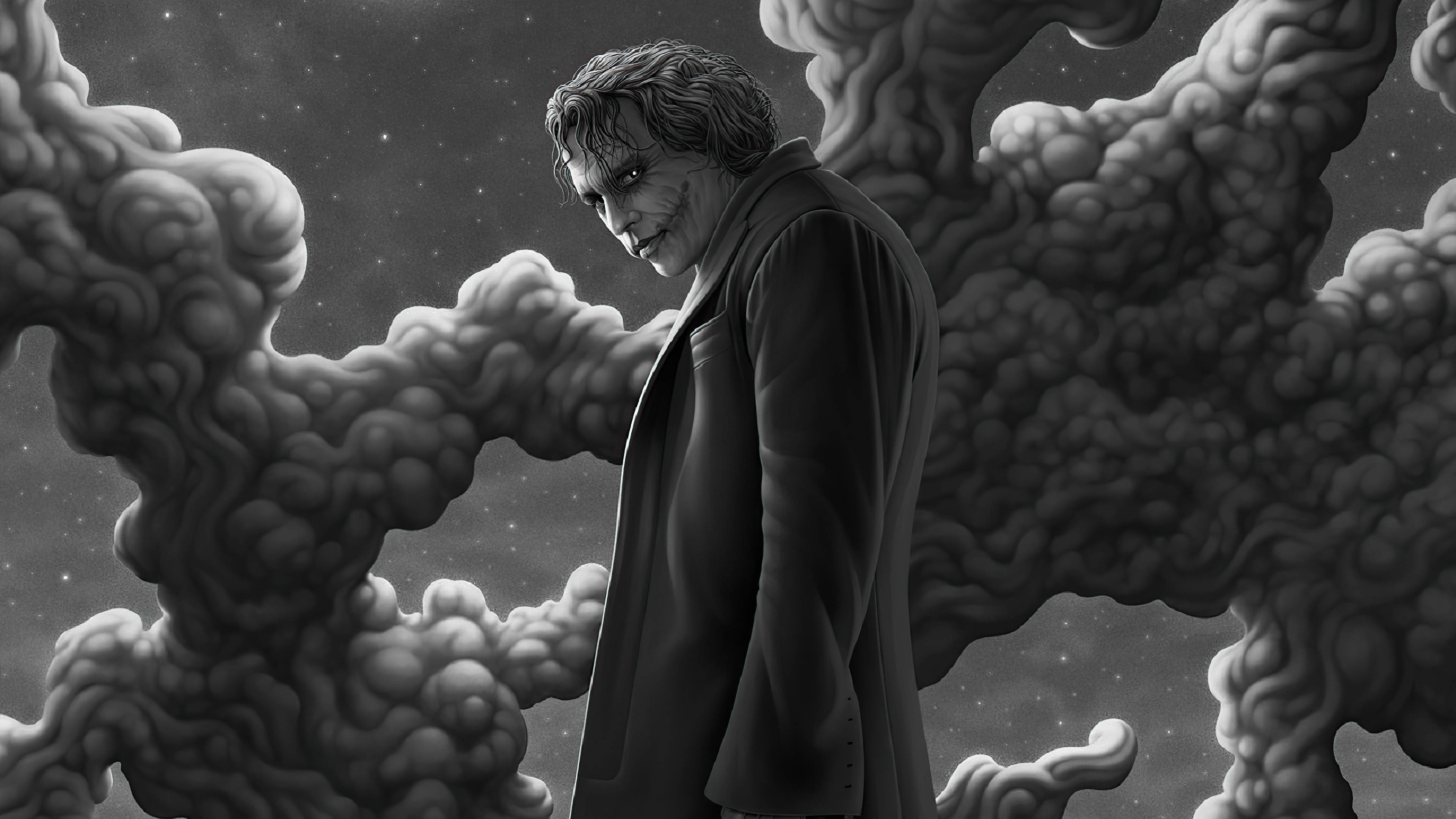 Joker, storm clouds, starry night sky, 4K Desktop Wallpaper