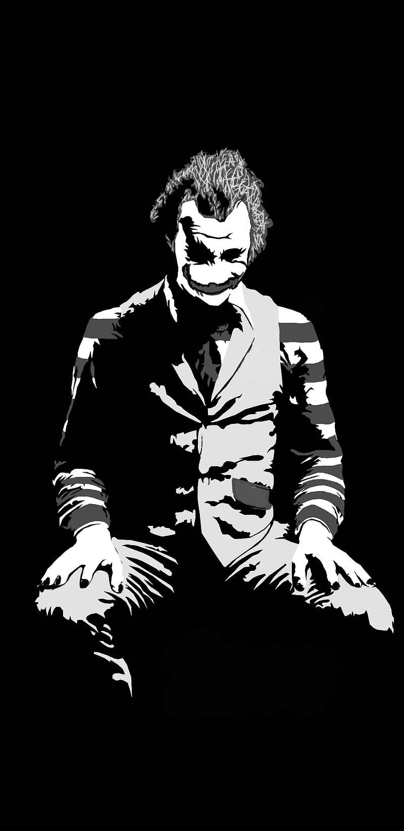 Black And White Joker, striped jacket, Joker, HD Phone Wallpaper
