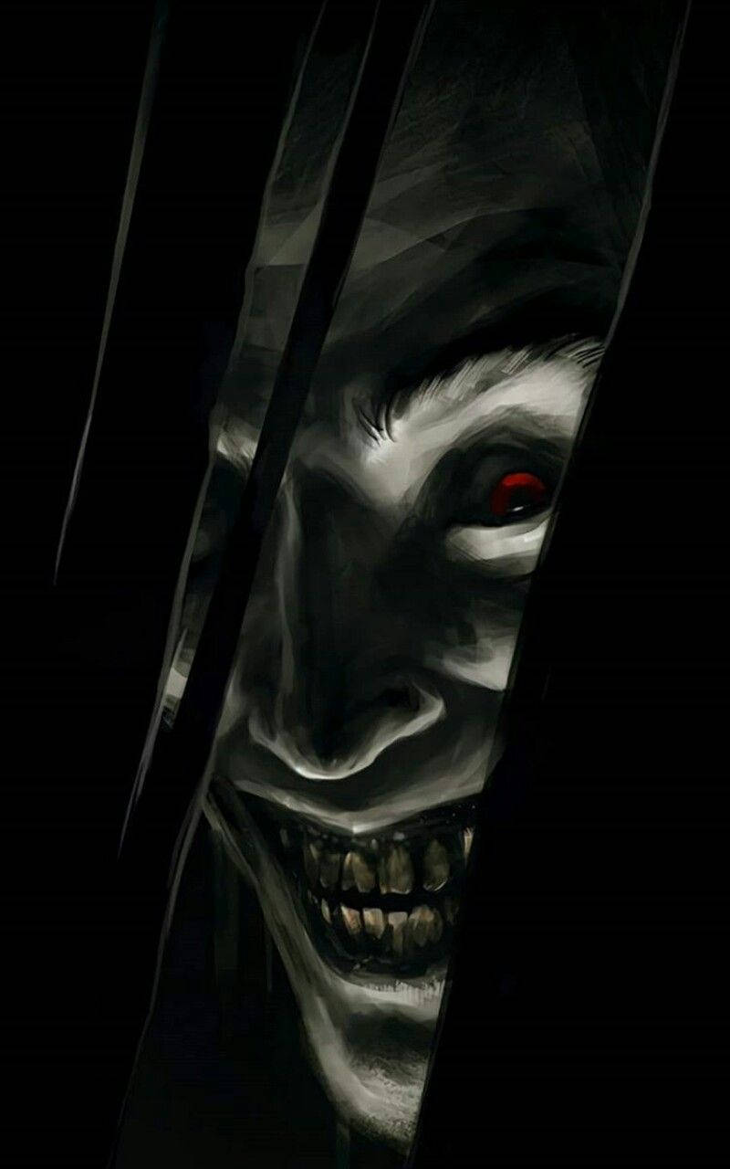 Black And White Joker, glowing red eye, dark vertical slits, HD Phone Wallpaper