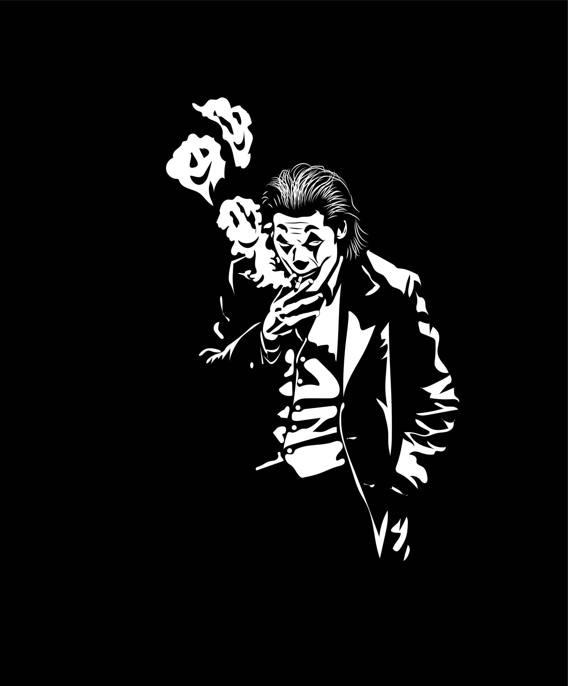 Joker, black background, white silhouette, Full HD Phone Wallpaper